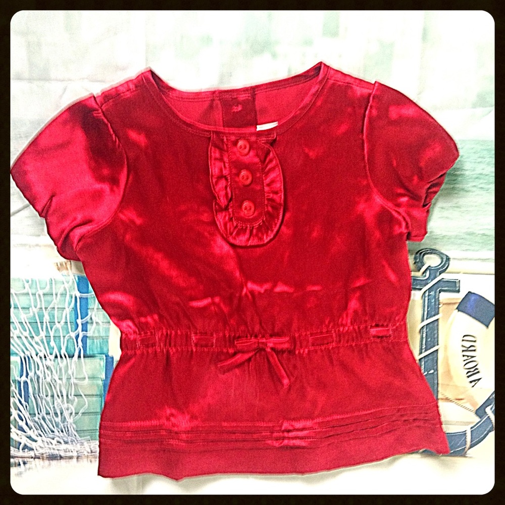 Janie & Jack Red Satin Girls 12-18 M Blouse Top - Picture 1 of 8